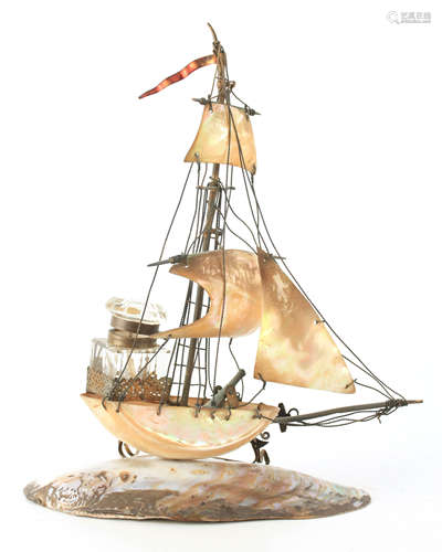 AN UNUSUAL NOVELTY INK STAND FORMED AS A GALLEON constructed...