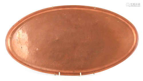 A 1920's KESWICK SCHOOL HAND BEATEN PLAIN OVAL COPPER TRAY w...