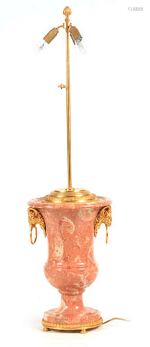 A 20TH CENTURY FRENCH MARBLE AND GILT BRASS TABLE LAMP with ...