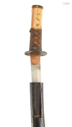 AN EARLY JAPANESE TANTO with steel double-edged blade, shagr...