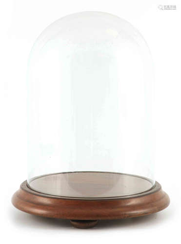 A LARGE LATE 19TH CENTURY CIRCULAR GLASS DOME on heavy mould...