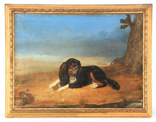 VALLATI A 19TH CENTURY PORTRAIT OF A DOG IN AN ITALIAN LANDS...