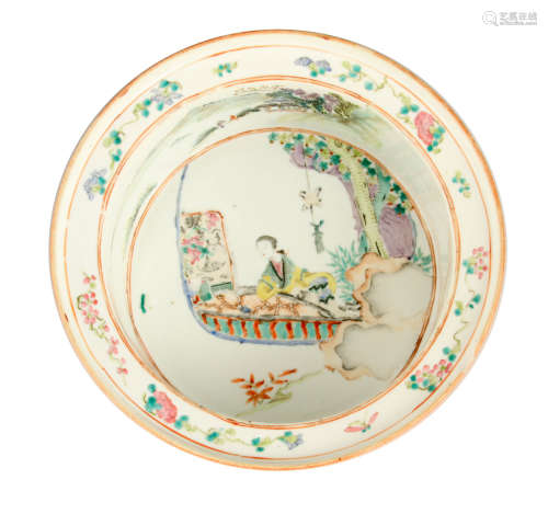 A 19TH CENTURY CHINESE PORCELAIN FAMILLE VERTE BOWL with ora...