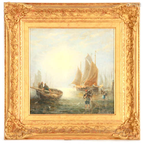 ADOLPHUS KNELL A 19TH CENTURY OIL ON CANVAS Dutch fishing fl...