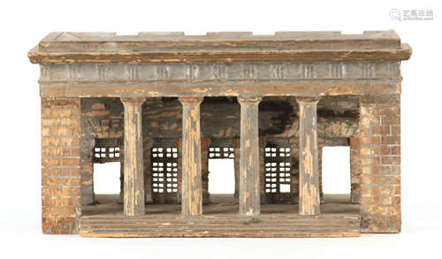 AN 18TH CENTURY GRAND TOUR PAINTED WOOD PALLADIAN FRONTED MO...