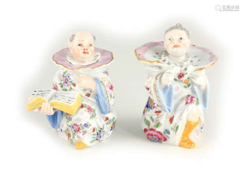 A PAIR OF 19TH CENTURY MEISSEN CHINOISERIE INK AND POUNCE PO...