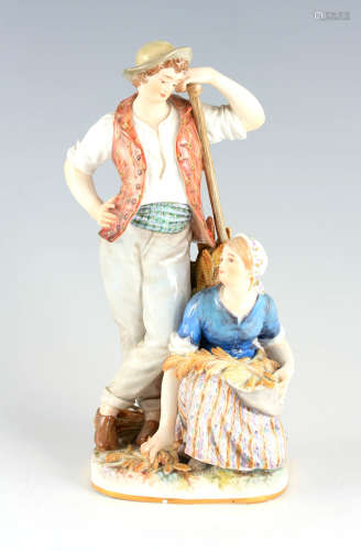 AN EARLY 20TH CENTURY MEISSEN FIGURE GROUP modelled as a far...