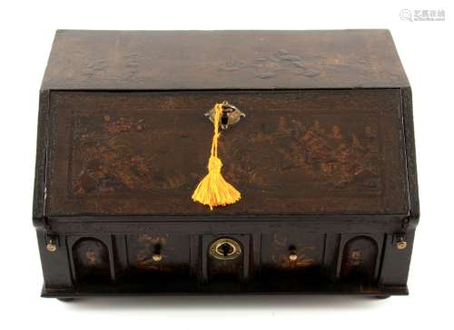 A WILLIAM AND MARY CHINOISERIE LACQUERED TABLE BUREAU with a...