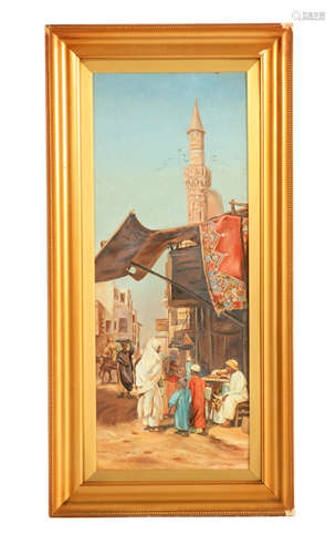 J. CHADWICK A LATE 19TH CENTURY WATERCOLOUR Arabian market a...