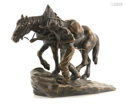 KORFF A 19TH CENTURY AUSTRIAN BRONZE SCULPTURE depicting a f...