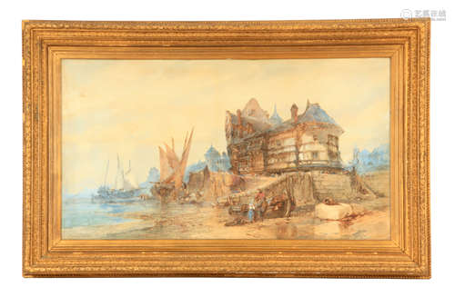 PAUL MARNY A 19TH CENTURY WATERCOLOUR depicting a French por...