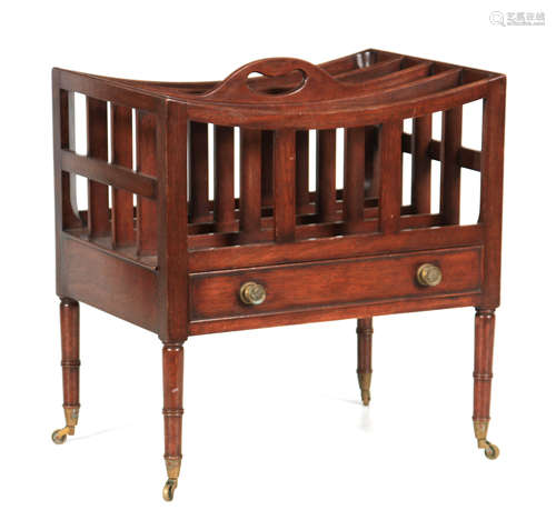 AN EARLY 20TH CENTURY MAHOGANY CANTERBURY with four division...