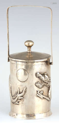 A LATE 19TH CENTURY CHINESE SILVER LIDDED PRESERVE JAR BY YO...