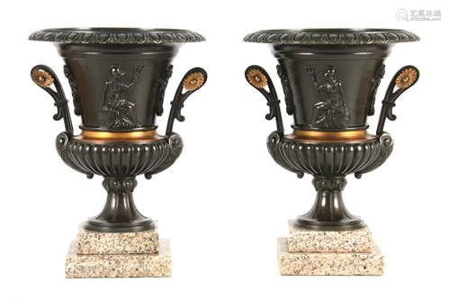 A STYLISH PAIR OF LATE 19TH CENTURY BRONZE AND GILT BRONZE E...