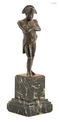 A 19TH CENTURY FRENCH BRONZE STATUETTE OF NAPOLEON mounted o...