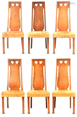 A SET OF SIX ARTS & CRAFTS DINING CHAIRS BY GOODYERS OF LOND...