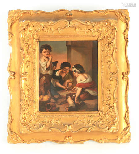 A 19TH CENTURY OIL ON TIN ‘The Pie Eaters' 23cm high 19cm wi...