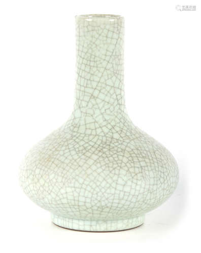 A CHINESE CRACKLE GAZED PORCELAIN VASE with slender neck - s...