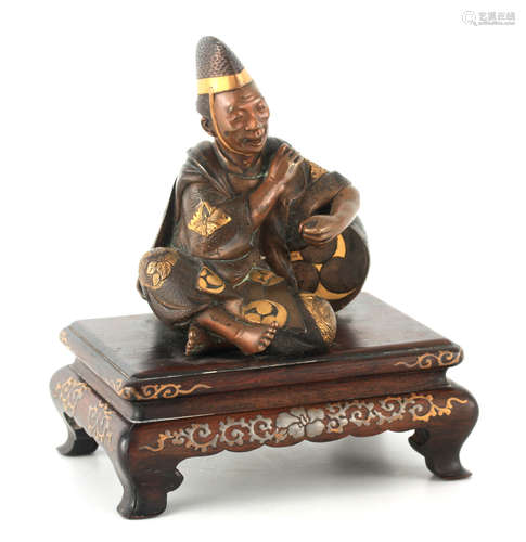 A LATE 19TH CENTURY MEIJI JAPANESE MULTICOLOURED BRONZE SEAT...