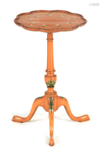 A SHERATON STYLE SIMULATED SATINWOOD OCCASIONAL TABLE with s...