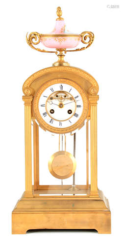 A LATE 19TH CENTURY FRENCH ORMOLU FOUR-GLASS MANTEL CLOCK su...