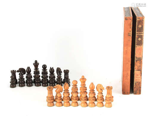 A 19TH CENTURY OVER-SIZED BOXWOOD AND ROSEWOOD WEIGHTED CHES...