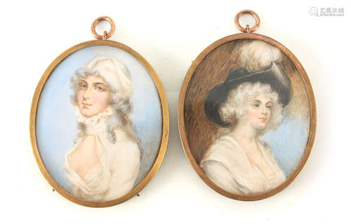 A PAIR OF 19TH CENTURY OVAL PORTRAITS ON IVORY depicting you...