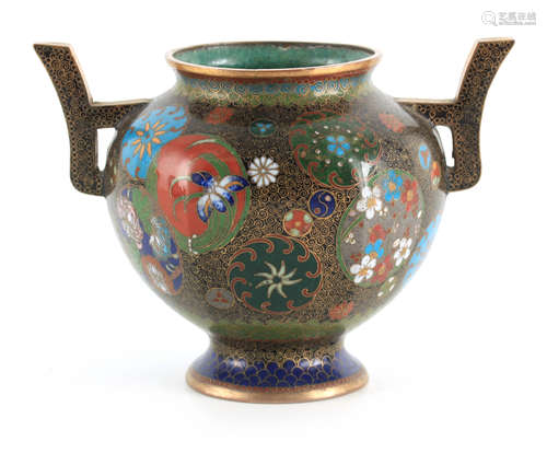 A MEIJI PERIOD JAPANESE CLOISONNE HEXAGONAL SHAPED VASE fine...