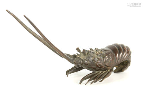 A LATE 19TH CENTURY JAPANESE BRONZE CRAYFISH 19cm overall 11...