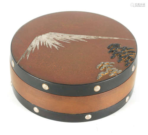 A JAPANESE MEIJI PERIOD BRONZE AND MIXED METAL CIRCULAR BOX ...