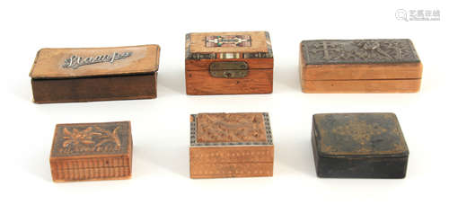 A COLLECTION OF SIX STAMP BOXES, the largest measuring 10cm ...