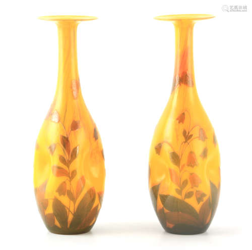 A FINE PAIR OF ART NOUVEAU SIGNED LOETZ YELLOW GROUND DIMPLE...