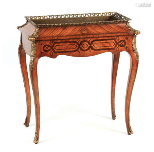 A GOOD 19TH CENTURY FRENCH WALNUT AND MARQUETRY INLAID PLANT...