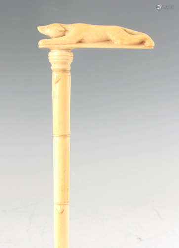 A LATE 19TH CENTURY IVORY SECTIONAL WALKING STICK with carve...