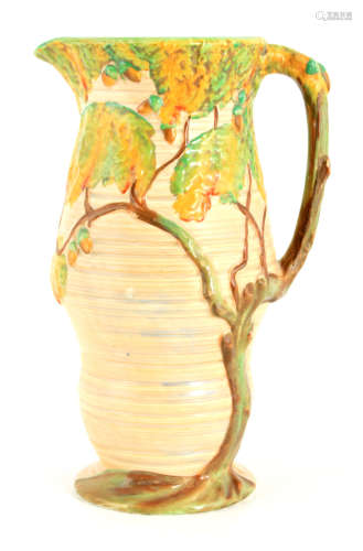 A 1930's/40's CARLTON WARE LARGE JUG the ribbed bulbous body...