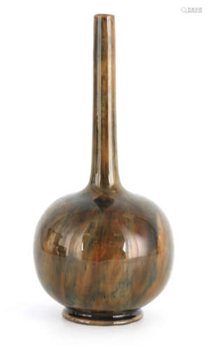 A LATE 19TH CENTURY BULBOUS BOTTLE VASE decorated with a mot...
