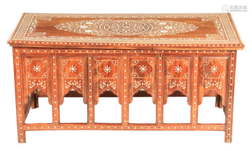 A 19TH/EARLY 20TH CENTURY ANGLO INDIAN BONE INLAID HARDWOOD ...