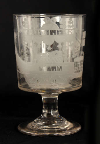 A FINE REGENCY LARGE GLASS RUMMER COMMEMORATING NELSON'S VIC...
