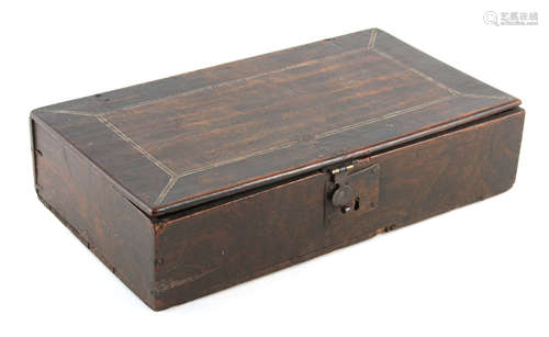 A WILLIAM AND MARY OAK BOX with simulated oystered top and p...