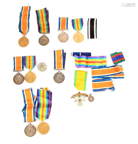 FOUR PAIRS OF WWI BRITISH WAR MEDALS all with engraved names...