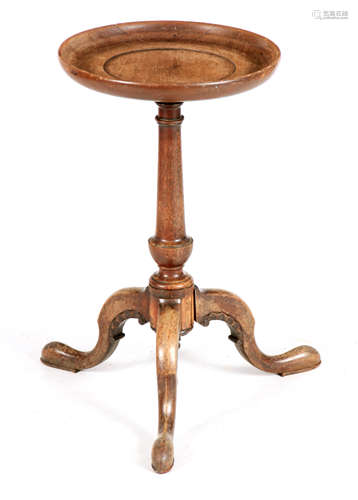 A GEORGE III MAHOGANY KETTLE STAND with ringed dished top ab...