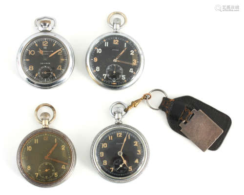 A COLLECTION OF FOUR MILITARY ISSUE WWII POCKET WATCHES to i...