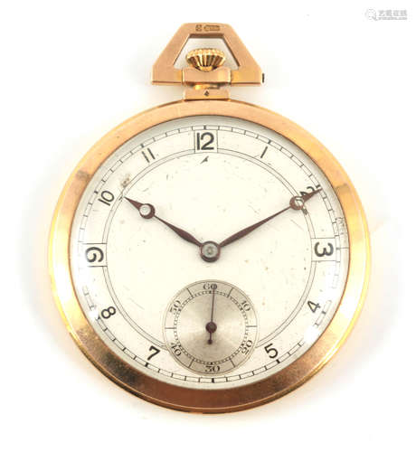 AN ART DECO 9CT GOLD OPEN FACE POCKET WATCH the slim case en...