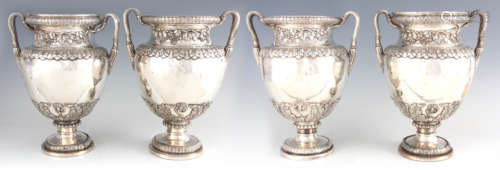 A GOOD SET OF FOUR REGENCY OLD SHEFFIELD PLATE WINE COOLERS ...