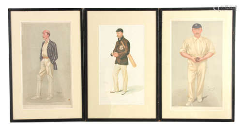 A SET OF THREE EARLY 20TH CENTURY CRICKET PRINTS SIGNED SPY ...