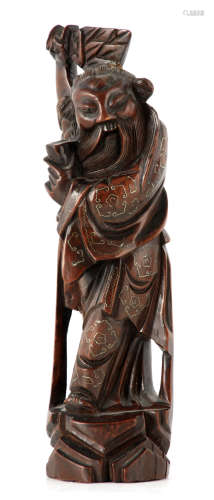 A 19TH CENTURY CHINESE HARDWOOD CARVED FIGURE OF A MAN decor...