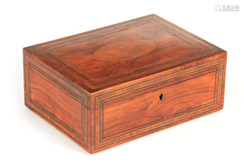 A 19TH CENTURY SATINWOOD & TULIP WOOD JEWELLERY BOX WITH FIT...