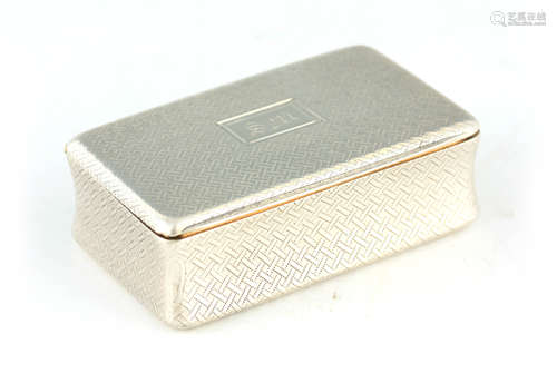 A GEORGE III LARGE RECTANGULAR SILVER SNUFF BOX with engrave...