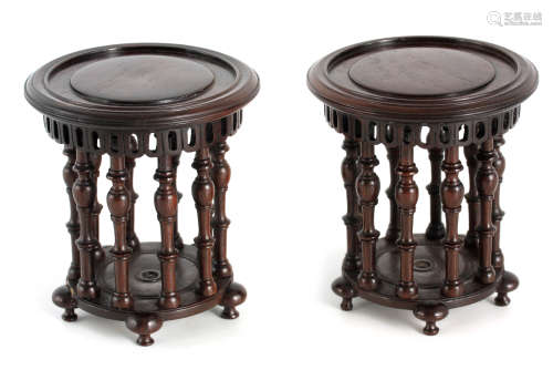 A PAIR OF LATE 19TH/EARLY 20TH CENTURY CHINESE HARDWOOD SMAL...