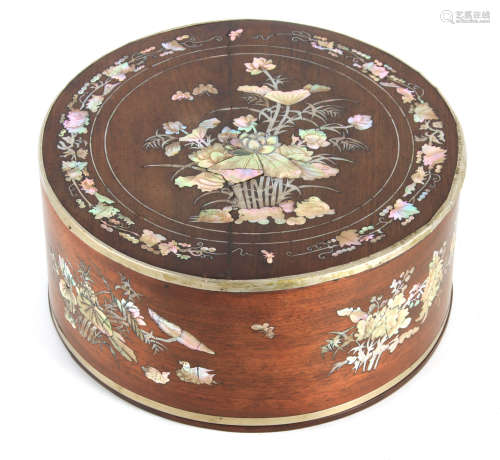 A 19TH CENTURY CHINESE HARDWOOD MOTHER OF PEARL CIRCULAR DRE...
